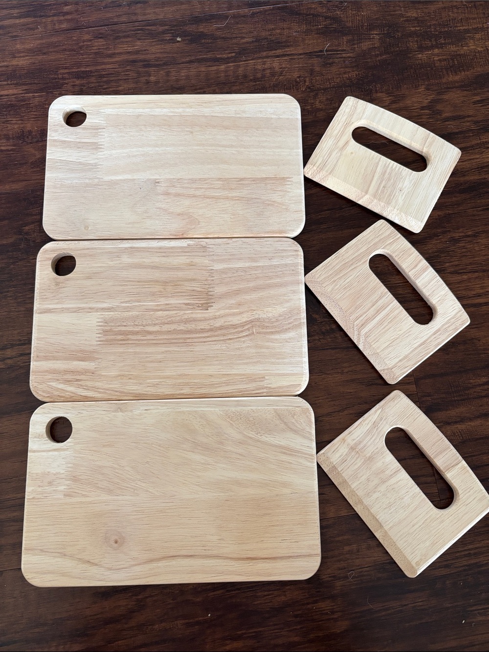 Set of 3 Wooden Mini Charcuterie Boards with 3 Handled Wooden Holders